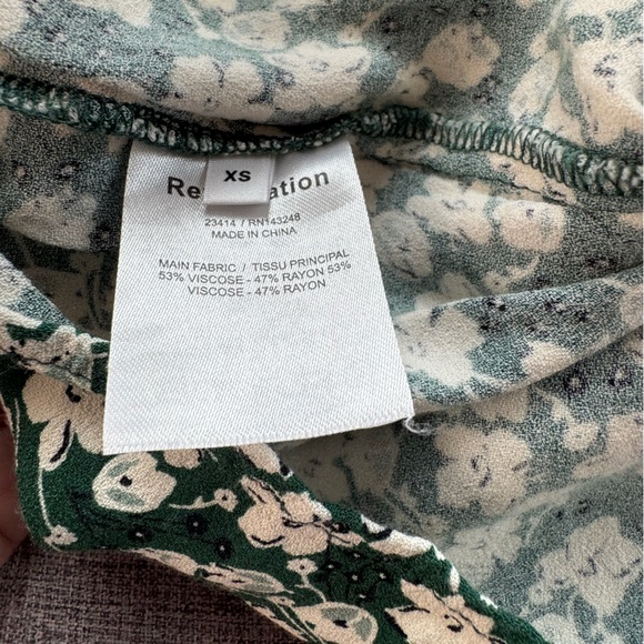 Reformation Marlowe Mini Dress in Green Floral Print - Picture 5 of 7